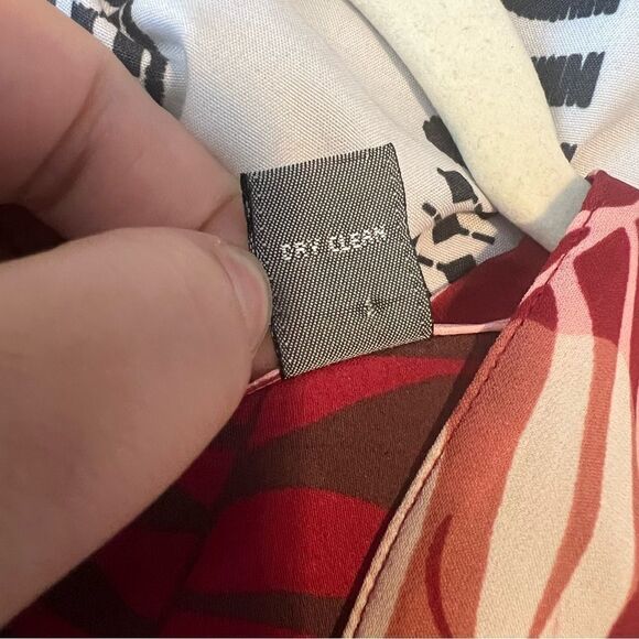 Sz 2P Kate Hill 100% Silk Red & Orange Beaded Faux Wrap Top - Picture 11 of 13